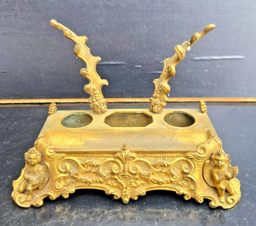 Bel encrier bronze dore - encrier,