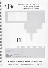 55123 Universal Milling Machine Operator Instructions Manual Fits Aciera F1 0020