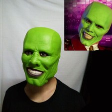 Movie The Mask Jim Carrey Green Latex Mask Cosplay Costume Party Prop Halloween