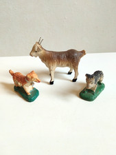 1 CHÈVRE ET 2 CHIENS SANTONS POUR CRECHE DEVINEAU ANCIEN 5,5 ET 3,5 CM