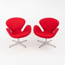 2008 Arne Jacobsen for Fritz Hansen Swan Lounge Chair in Red Fabric 3x Available