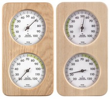 Sauna Thermomètre Hygromètre Bois Massif Chêne Ou Abachi Blanc Échelle Analogue