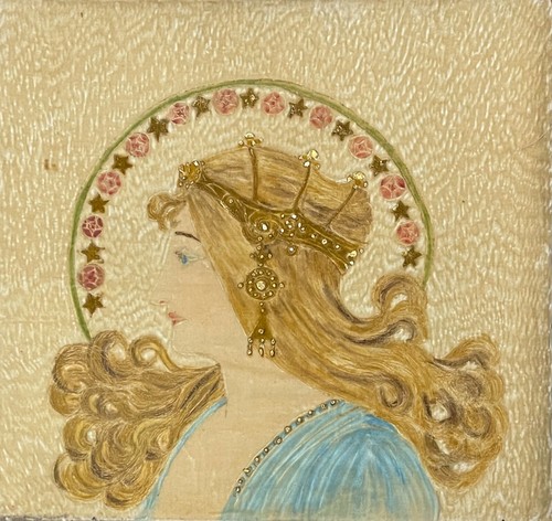 Art nouveau velvet portrait - art,