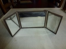 SUPERBE ANCIEN MIROIR TRYPTIQUE AVEC CHAINE