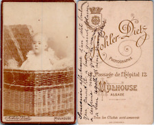 Kohler-Dietz CDV, Mulhouse, baby, little boy in a wicker basket, circa 18