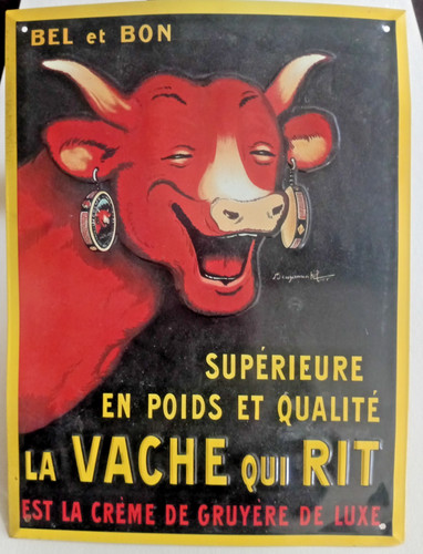 Plaque émaillée vache - vache, qui