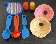 Fisher Price Vtg Lot Fun With Food Kitchen Utensils Salt Pepper Pot Holder Icing