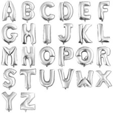 Folien-Ballon Luft-Ballon Lettres A-Z Argent 80CM XXL Aufpusten Fête