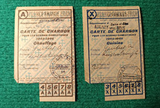 2 COAL REFUELING CARDS - KITCHEN HEATING - AULNAY-SOUS-BOIS - 1945
