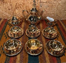 Waldershof Bavaria Tea Set For Six With Creamer And Sugar Bowl 22 Karat Gold