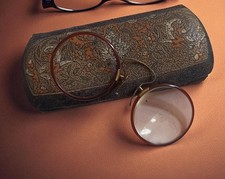 Vintage Antique Mid 20th Century Eyeglasses with Box, Retro Accessory Collectio