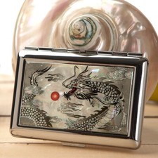 Étui à cigarettes tabac zodiaque dragon noir métal mince support portefeuille...