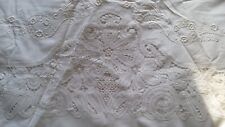 OLD WHITE HAND EMBROIDERY COTTON SHEET 230 X 269 FOR 140 160 CURTAIN DECORATION