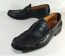 Santoni Mens Black Leather Moc