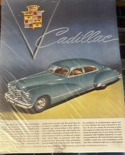 Vintage 1946 Cadillac Motor CarAd Plastic Wrap On Cardboard