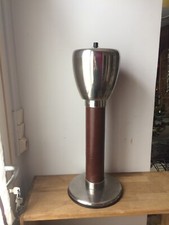 old BRA standing ashtray, leather and stainless steel, vintage, 70s