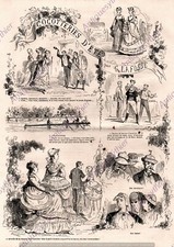 SUMMER ROWING COCOTTERY SWINGING GEORGES LAFOSSE HUMOR 1869 PRINT 