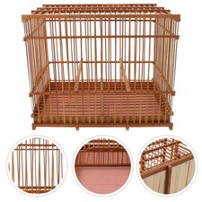  Cage à oiseaux en bambou : Cage rectangulaire avec crochet de suspension -