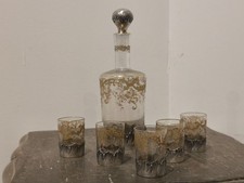 TRES JOLI SERVICE A LIQUEUR EN CRISTAL DE SAINT LOUIS TALMA MONTURE ARGENT