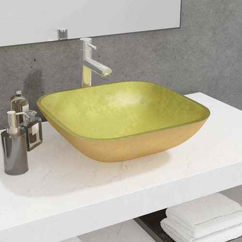 Lavabo verre 42x42x14 blanc - verre,
