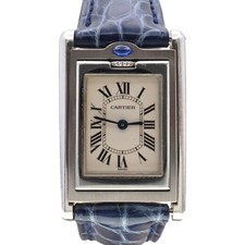Cartier Tank Basculante Watch W1011158 Quartz Silver Dial Stainless Steel