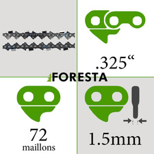 Chaîne tronçonneuse 72entraineurs 45cm de coupe 0.325 0.058 Parkside PBKS46A1...