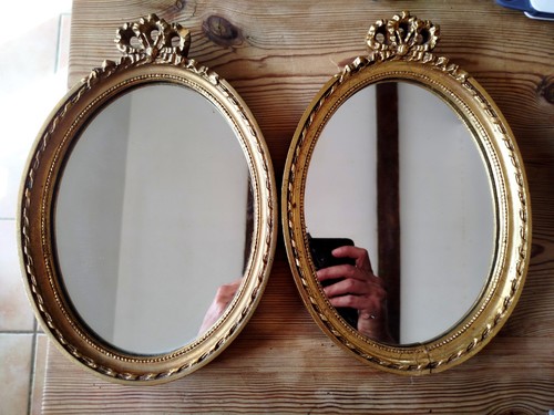 Paire cadres miroir ovale - miroir,