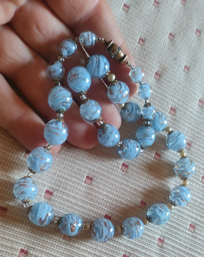 Ancien collier perles pâte - collier,