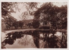 OLD PHOTOGRAPH SEEN OF A POND IN A PARK