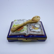 Limoges France Porcelain Cookbook Recipe Trinket Box Hand Painted Peint Main