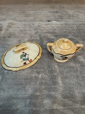 Vintage 1930s Disney Mickey Mouse Peach Luster Sugar Cup Lid Kids Mini & Lid