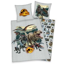 Jurassic Monde T-Rex Dinosaure Linge de Lit Réversible, 80 X 80 CM +