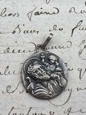 Solid Silver Medal SAINT CHRISTOPHE Religion Silver Catholic Medal