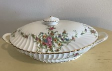 Minton Fine Bone China Lorraine  Oval Covered Vegetable Bowl  w/Lid  13" X 7"