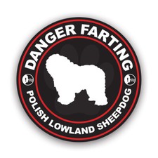 Danger Farting Polish Lowland Sheepdog Sticker - pon polski owczarek nizinny