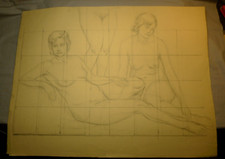 Dessin académique ancien, nus