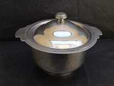 Pot couvert bouillon légumier métal argenté art deco Wiskemann Suisse diam 22 cm
