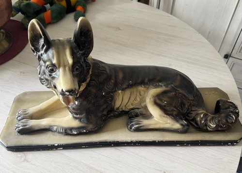 Ancien statue chien berger - ancien,