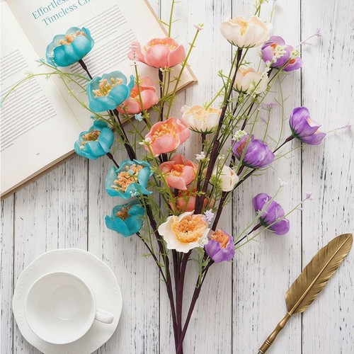Glitter artificial poppy stems - glitter,