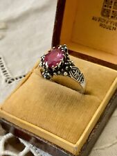 NATUREL RUBIS SAPHIR ARGENT MASSIF, MARQUISE ANCIENNE BAGUE