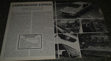 1970 LAMBORGHINI ESPADA ORIGINAL FIRST LOOK ROAD TEST ARTICLE INFO SPECS 70