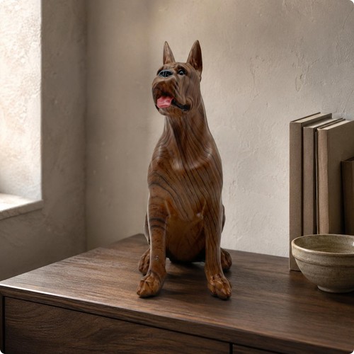 Doberman assis résine - doberman,
