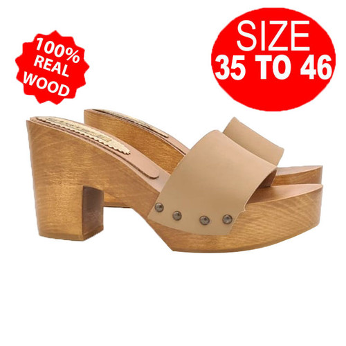 Mules avec bande cuir - en,