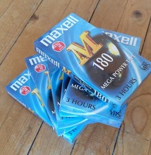 Lot / 6 x Cassettes Vidéo VHS Vierges - Maxell M 180 - Neuves Sous Blister