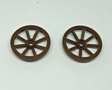 LEGO Castle: 2x 27mm cart wheel - REF 2470 brown - set 6079 6038 6042 9376