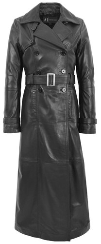 Manteau long cuir noir - manteau,