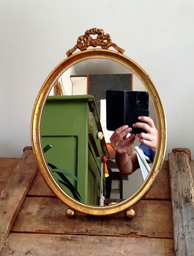 Ancien miroir ovale table - ancien,