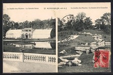 Old postcard Angers, Le Jardin des Plantes, La Grande Serre and Le Bassin in Les Cascades 