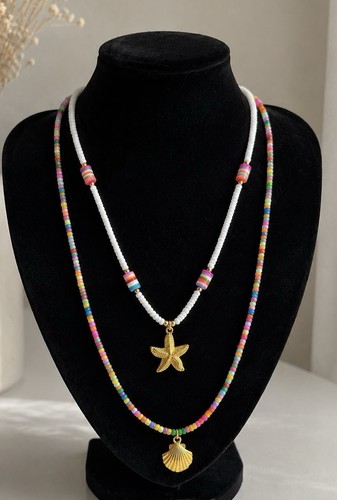 Collier perles multicolores