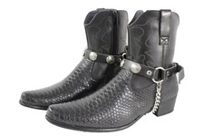 Motard Hommes Ouest Bottes Femmes Argent Chaîne Paire Faux Cuir Lanières Indien